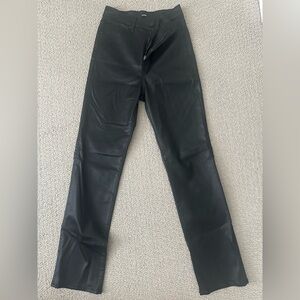 Sleek leather Black Straight Leg Women's Jeans